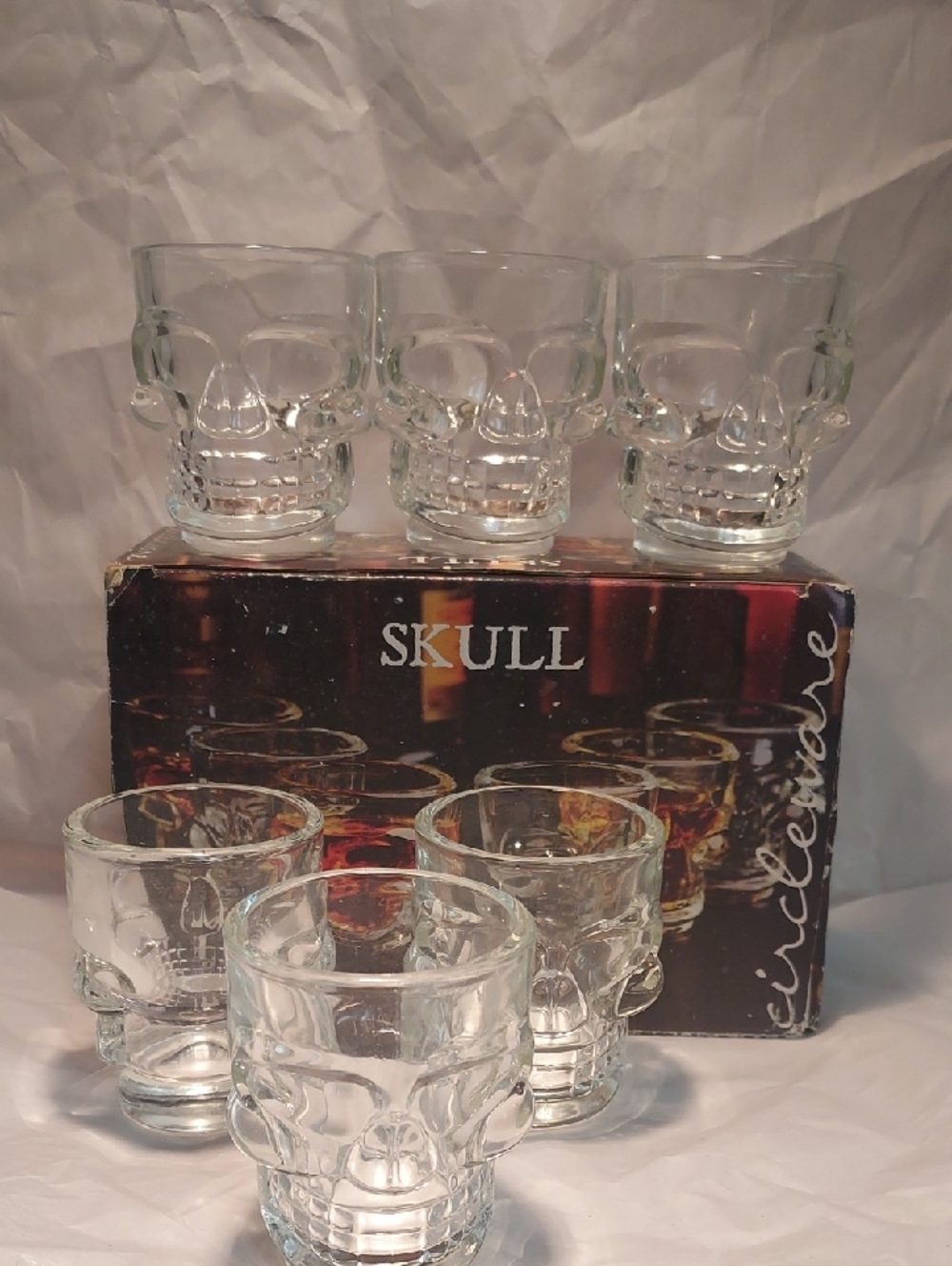 Circleware Skull Shot Glasses 1.44 OZ Set Of 6 New.  B110